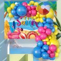 Party Supplies Hot Pink Balloon Arch Kit Yellow Dark Blue Beach Theme Summer Balloons Kit Girls. 
