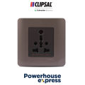 Clipsal 16A International Socket, International Wall Outlet, Clipsal by Schneider Electric 16A German Socket, Clipsal Zencelo Electrical  Switch Outlet, Silver Bronze Switch Socket, 16A Safe Decorative Receptacle Standard Wall Outlet E84426/16IS-SZ. 