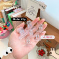 RHS Online 4PCS Ins Binder Clip Transparent Book Paper Clip Clear Ticket Bill Clips Stationery Office Supplies. 