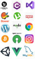 Pack of 15-Programming Languages Logo Stickers for Laptop,Cars and Mobile Phones DIY Stickers. 