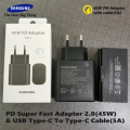 Original Samsung 45W Super Fast Charging Travel Adapter(2.0) | 45W TYPE-C PD Adapter(2.0) with USB TYPE-C to TYPE-C Cable | Compatible with Samsung GALAXY S21, UItra S21, S20 FE, S10, S9, F12,Tab S4, Tab S5E, Tab F02S, M42 5G, F52 ,A72, A32, M62, Sup ETC.. 