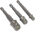 3 PCS 1/4", 3/8", 1/2" Drive, Socket Adapter for Drill, 3/8 to 1/2 Socket Adapter, 3/8 to 1/4 Socket Adapter, Adaptation to High Torque Impact Wrenches. 