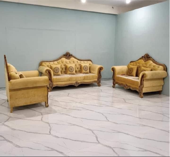 "Luxurious Chinioti Wood Handcrafted Sofa Sets - 7 & 5 Seater"
