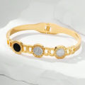 Black Bracelets Crystal Studded Stainless Steel Lucky Bracelet for girls Stainless steel bracelet for women Fashion Jewellery shinny. 