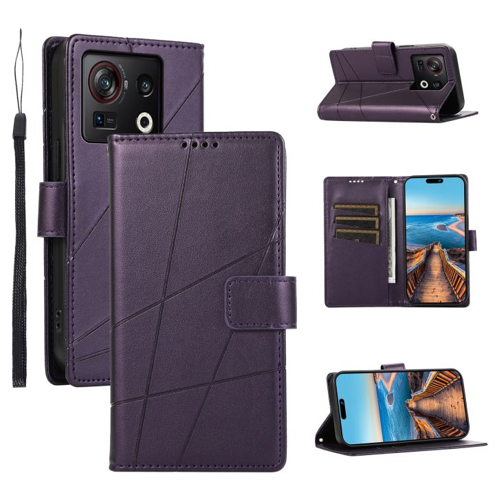 PU Leather Texture Embossed Line Phone Case For ZTE Zmax 5G/ZTE Axon 40 Ultra/ZTE Blade A71/ZTE Zmax 11/ZTE Blade A72/ZTE Blade A51/ZTE Blade A52/ZTE Blade A31/ZTE nubia Z40S Pro