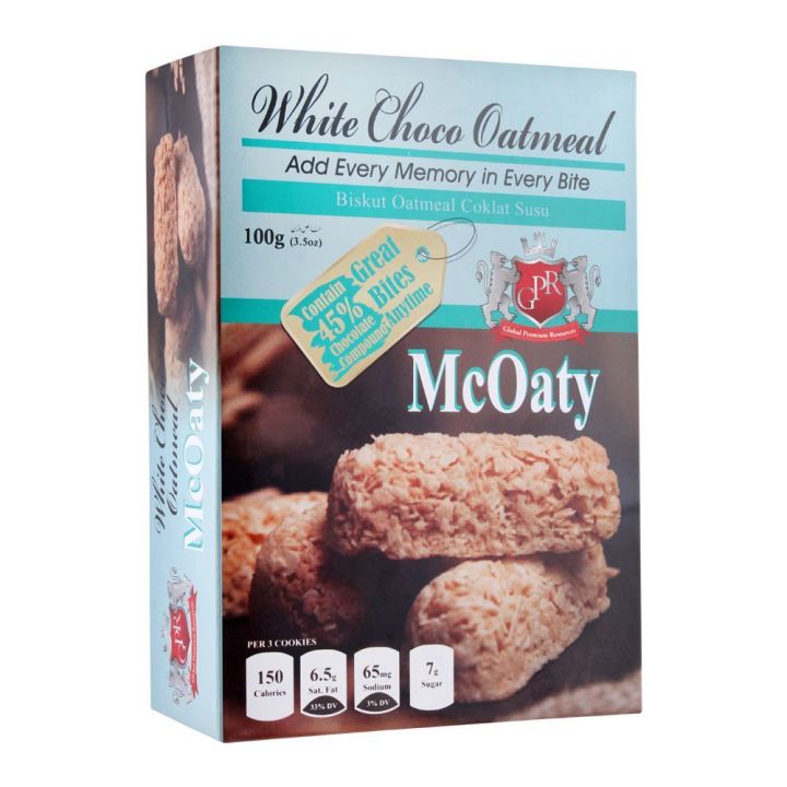 McOaty White Choco Oatmeal Cookies 100 g Box Biscuits (Made in UAE)