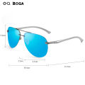 OQ BOGA 7 Styles Men Outdoor Anti-UV Polarized Oval Frame Aviator Sunglasses Classic Fashion Male Eye Protection Colorful Rimless Sun Glasses. 