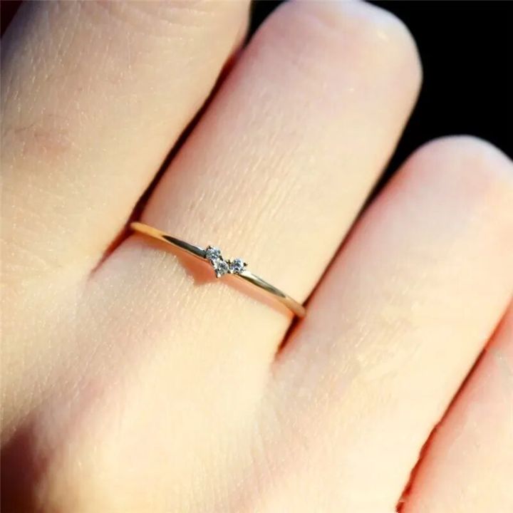 Little Heart Thin Rings For Women Gold Color Women's Accessories Dainty Couple Promise Pinky Girls Ring Fashion Jewelry KAR173