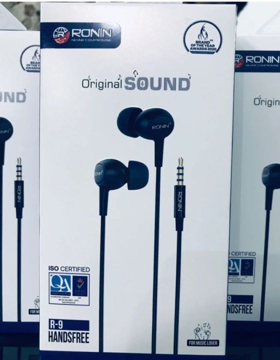 100% Original Ronin R9 3.5mm Jack/ R-9 Handsfree – Crystal Clear Sound, Powerful Bass, With Mic – Type 3.5mm Jack– Perfect for Gaming, PUBG, Music, Movies – Compatible with All Devices