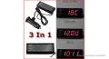 WF-518 3-in-1 Car Digital Clock w/ Voltmeter & Thermometer. 