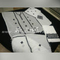 Unstitched White and Black Hand Made Applic 3pcs Dress For womens. 