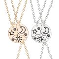 3 Piece Sun Moon Star Pendant Necklace Best Friend Bff Friendship Couple Necklace Jewelry. 