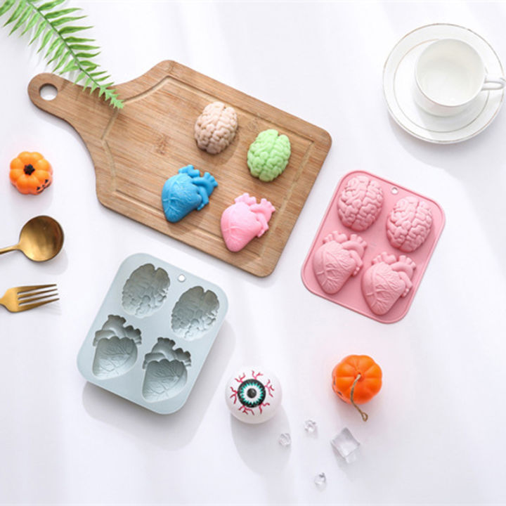 Brain Heart Shape Silicone Mold Food Grade Brain Fondant Molds Silicone Mold  MJ