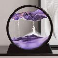 Sandscape Painting 3D Moving Sand Art Hourglass Timer, Decorative Showpiece with Metal Stand. 