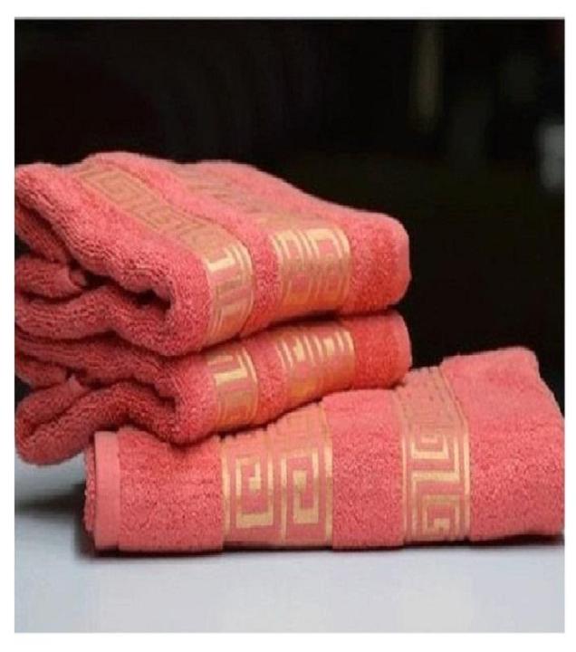 Terry Towel With Fancy Jacquard Border Pink
