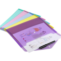 12Pcs Multi File Envelope PVC Snap Button File Bag 6 Colors Plastic with Business Card Holder File Bag. 