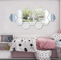 3D Mirror Wall Stickers Hexagon Shape 80MM Size Self Adhesive Decorative Decals. 