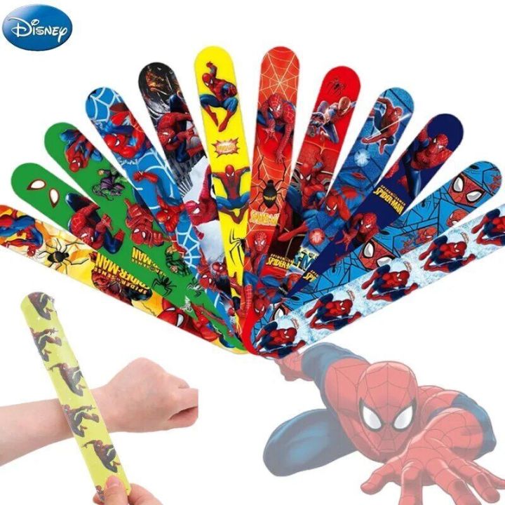 3/6/12pcs Spiderman Wristband Anime FigureWristband Child Slap Band Puzzle Kids Toys Boys Girls Christmars Gifts