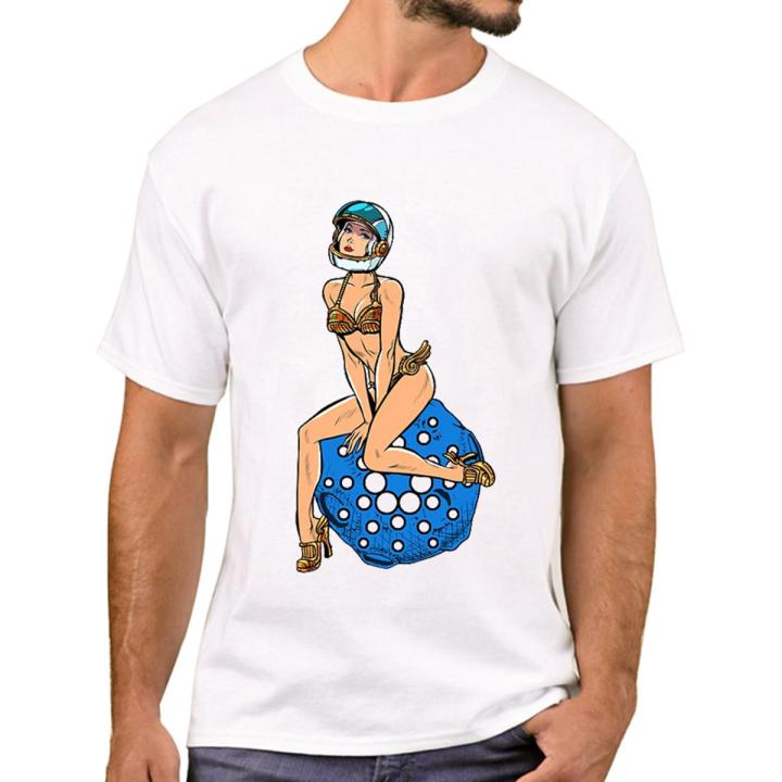 Kaus Pria Astronaut To The Moon Kaus Print Gadis Pin-Up Cardano Fashion Kaus Pria Lengan Pendek Musim Panas Streetwear Longgar Sejuk