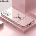 Jizetin (Free Lanyard) for OnePlus 8T Back Cover Antlers Luxury 6D Plating Case Side Pattern Soft Silicone Square Phone Cases. 