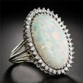Large Fire Opal Stone Silver Color Ring Crystal Rings Bague Women Men Anniversary Wedding Ring Gifts Jewelry Anel Z4J729. 