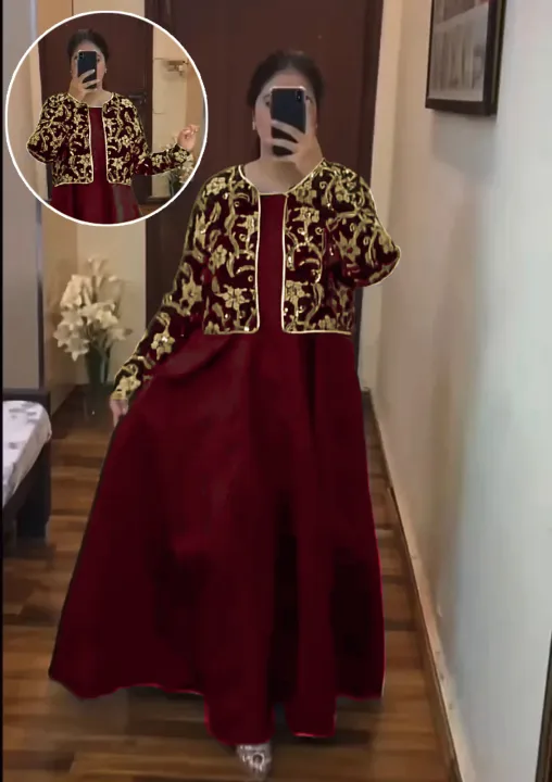 Sleevesless%20Airline%20Long%20Maxi%20With%20Sequence%20Embroidered%20Seperate%20Koti%202Piece%20Dress%20For%20Women%20%20By%20Sultan%20-%20Image%205