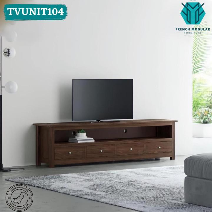 TVUNIT104 - Sheesham Wood Dark Brown Polish Finish TV Console Entertainment Unit Living Room Table TV Bedroom Furniture Desk