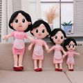 Big head son and small head father plush doll apron mother doll family of three rag doll children's toys. 
