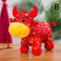 【Nine Dan Store】25cm 2021 Year Zodiac Ox Plush Toys Cute Red Milk Cow Mascot Plush Stuffed For Children Kids Birthday Gift. 