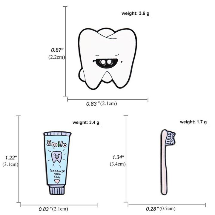 Cute Cartoon Toothpaste Toothbrush Brooch Fashion Enamel Dental Health Warning Collar Lapel Pin Jewelry Gifts for Kids Trinket