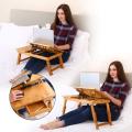 Laptop Desk Nnewvante Adjustable Laptop Desk Table 100% Bamboo with USB Fan Foldable Breakfast Serving Bed Tray w' Drawer (F). 