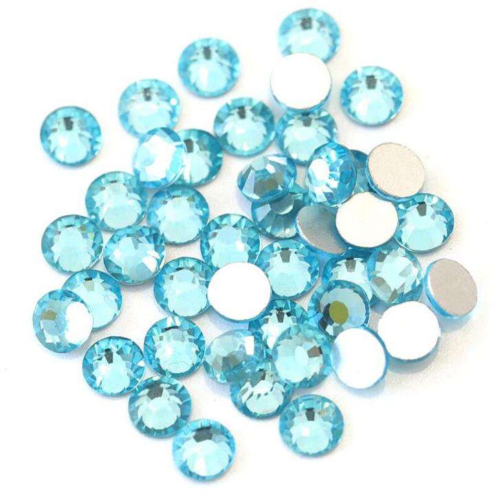 Aquamarine Non HotFix Rhinestones ss3 ss4 ss5 ss6 ss8 ss10 ss12 ss16 ss20 ss30 ss34 3D Rhinestone Nail Art Decorations H0020