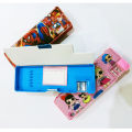 Double Sided Fancy Geometry Box With Different Character spiderman batman marvel avengers  | With Sharpener. 