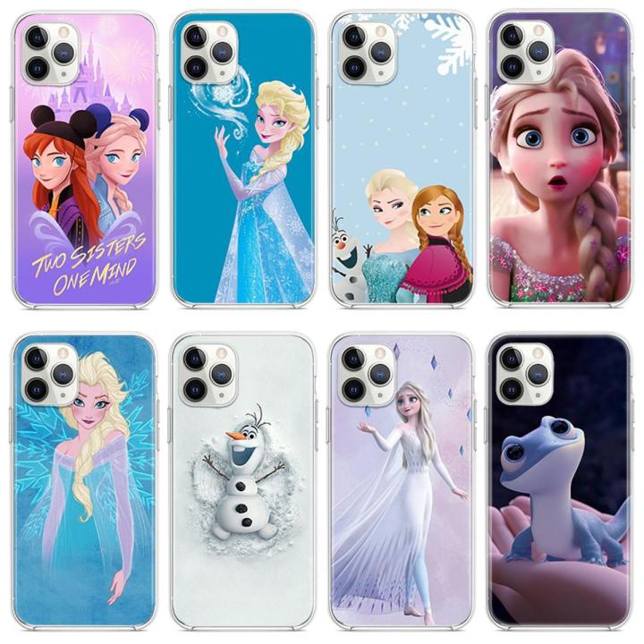 Frozen Elsa Anna Phone Case For Apple iPhone 14 13 12 11 Pro Max mini XS Max XR X 8 7 Plus SE 2020 Transparent Soft Cover Capa