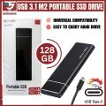 High-Speed 128GB SSD Portable External Solid State Hard Drive USB3.1  TYPE-C Interface Mobile SSD for Laptop Mac Plug & play USB. 