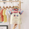 Girls' summer cartoon 2022 new middle and young cotton half sleeved princess dress children's clothing. 