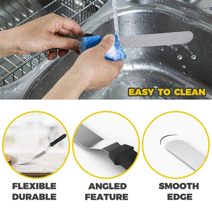 Stainless%20Steel%20Cake%20Palette%20Knife,%20Angled%20Offset%20Spatula%20for%20Baking%20Cake%20Decorating%20Frosting,%2015/20/25cm%20Metal%20Blade%20with%2010inch%20PP%20Plastic%20Handle%20(Black)%20-%20Image%204
