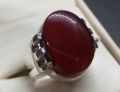 Mens Yemeni Deep Brown Aqeeq Ring Sterling Silver 925 Brown Onyx Ring Brown Carnelian Ring Hakik Ring Shifat al Abad Aqiq Ring Agate Ring Chandi Ring Yemeni Akik Ring Original Gemstone Ring For Men. 