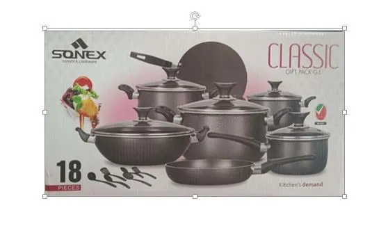 Sonex Classic Nonstick Cookware Gift Set Pack of 18 Pcs - Black | Daraz.pk