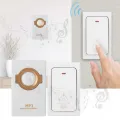 Wireless MP3 Doorbell Set Self-powered Remote Button + Receiver US Plug 100-240V. 