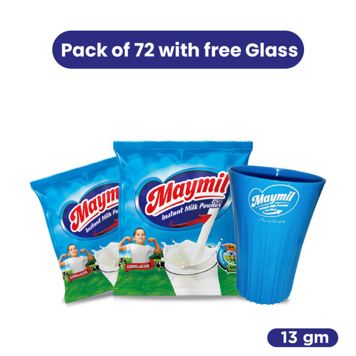 Maymil Milk Powder Sachet 6 bundle 72 Pcs with Free Glass
