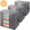 Pack of 3 - Cloth Storage Bags - Closet Organiser – Waterproof Cloth Storage Bag – Baby Zipper Cloth Storage Bag - Wardrobe Space Saver Bag – Portable Travelling Bag for Camping & Outdoor Use. 