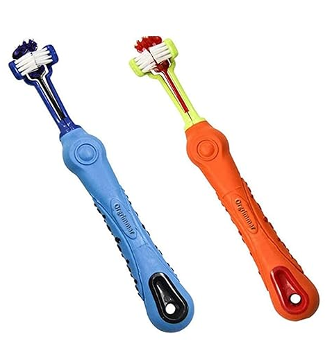 pertty Three Sided Pet Toothbrush Dog Brush Addition Bad Breath Tartar Teeth Care Dog Cat Cleaning Mouth