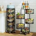 Kitchen Round shape Storage Rack Vegetable Rack 3/4/5 Layer's 360 Degree Movable Cylindrical Kitchen Storage Rack, Closet Storage Rack, Condiment Jars, Vegetable and Fruit Kitchen Storage Trolley for Home/Office. 