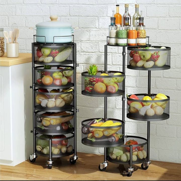 Kitchen Round shape Storage Rack Vegetable Rack 3/4/5 Layer's 360