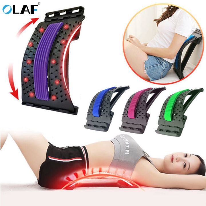 Magnetotherapy Back Stretcher Adjustable Back Cracker Massage Waist Neck Fitness Lumbar Cervical Spine Support Pain Relief