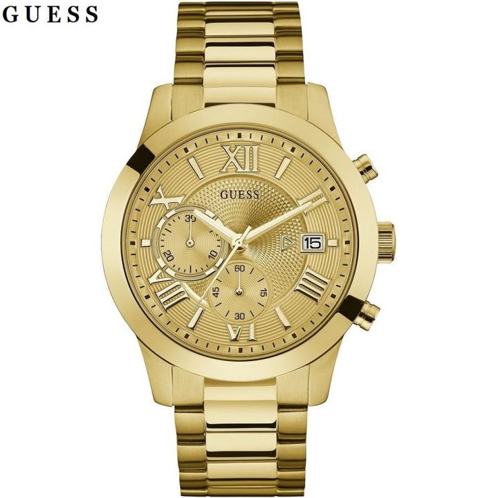 Guess Gold Dial Gold Stainless Steel Chronograph Watch For Men-W0668G4