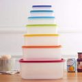 PACK 7 PCS Transparent Refrigerator Food Storage Container Rainbow Colored Storage Boxes. 
