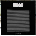 COBY Black Digital Glass Bathroom Scale with Weight Comparison Blue LCD Display. 