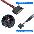 9Pin USB Header Splitter with SATA Power Cable, Internal USB Hub Extension USB 2.0 Splitter Connector for Motherboard Easy Install. 